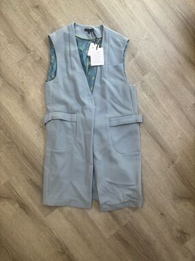 Sleeveless Light Blue Longline Vest